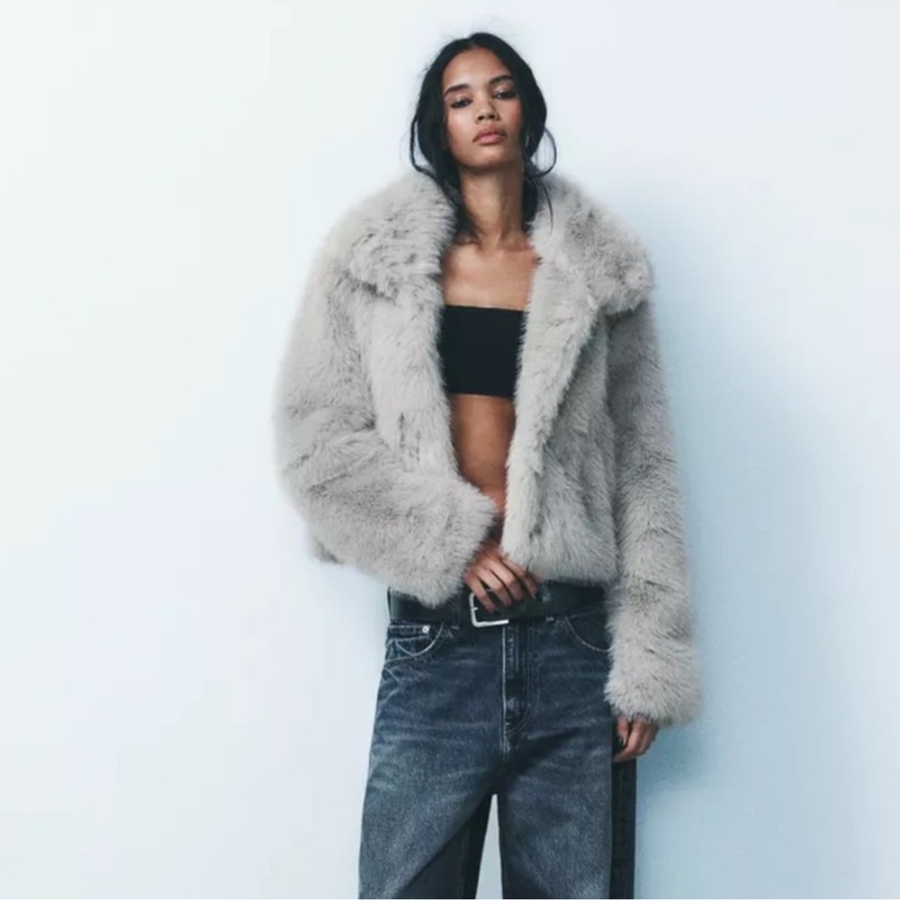 Grey Faux Fur Zara Jacket